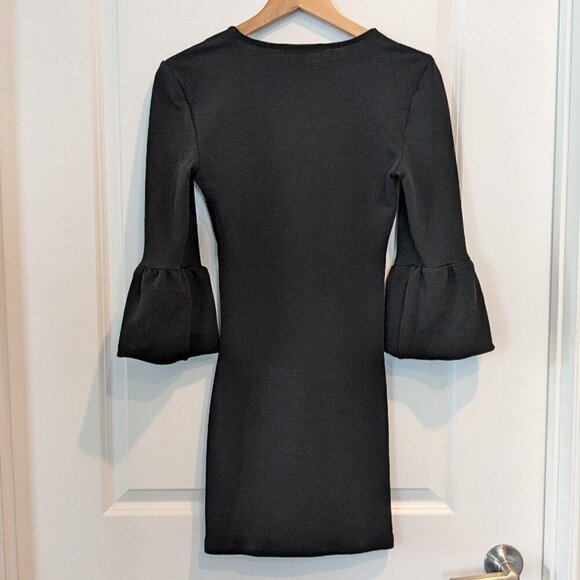Romeo & Juliet Couture Sheath Dress Small Black Stretch V-Neck Bell Sleeve - Picture 9 of 16